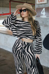 'Hazel' Striped Sweater Set in Beige and Black Zebra Print, Scarlette The Label Online Boutique for Women