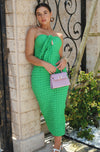 'Celine' Textured Sleeveless Maxi Dress in Emerald Green