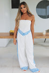 Greece Vacation Cotton Pant Set, Resort and Travel Wear