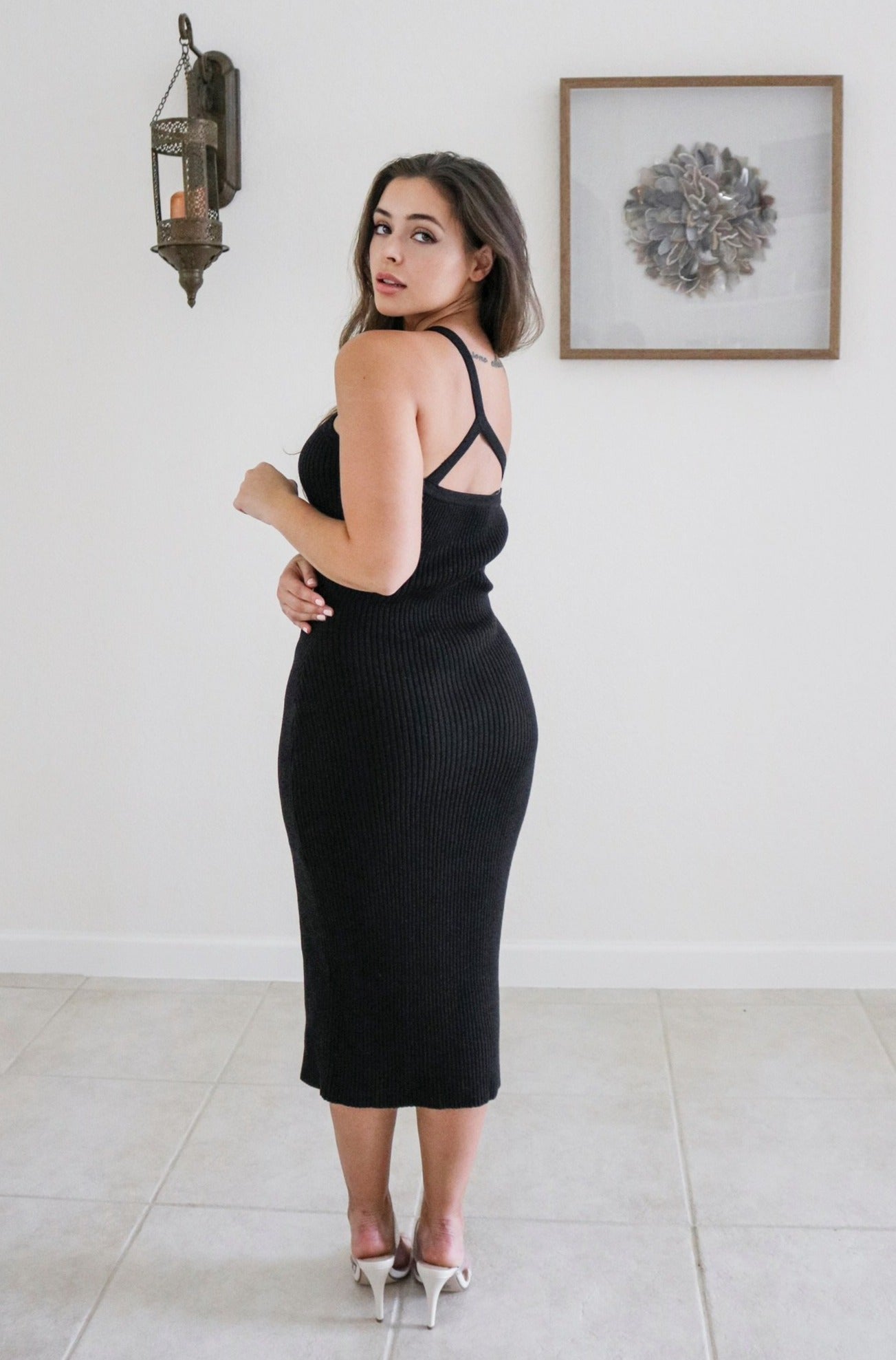 One Shoulder Ribbed Midi Dress in Black. Scarlette The Label, an online fashion boutique and label for women.