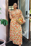 'Marguerite' Draped Cut Out Maxi Dress in Orange Print, Scarlette The Label, an online fashion boutique for women.