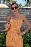 'Skyler' Knitted Crossback Floral Mini Dress in Orange Print. Scarlette The Label, and online fashion boutique for women.. Scarlette The Label, an online fashion boutique for women.