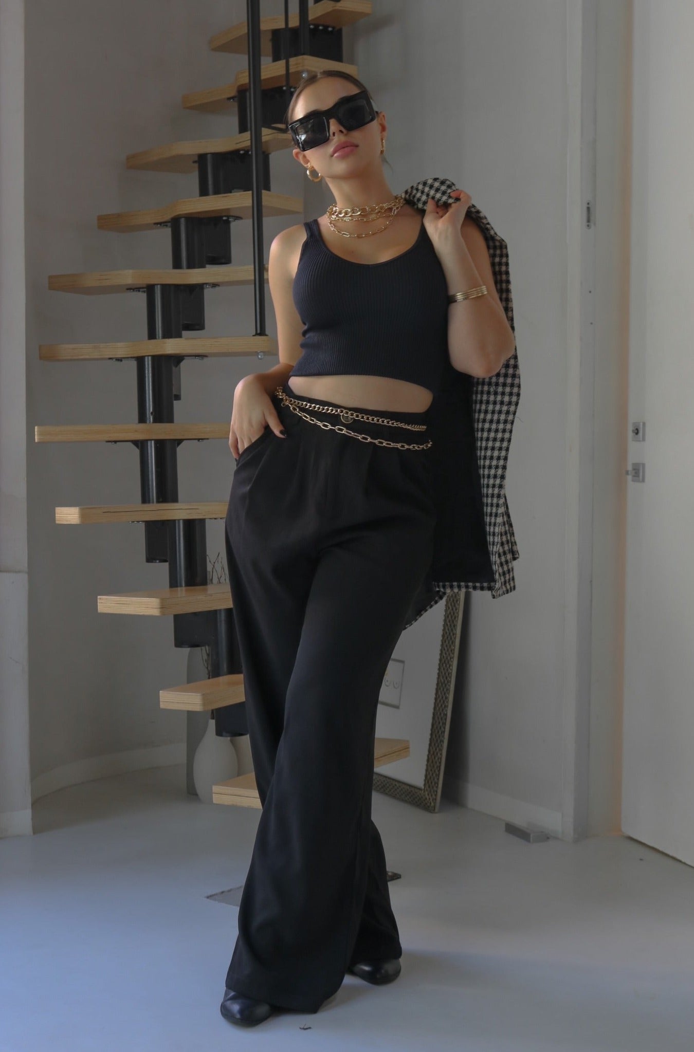 Classic High Waisted Trousers in Black, Scarlette The Label, an online fashion boutique for women.