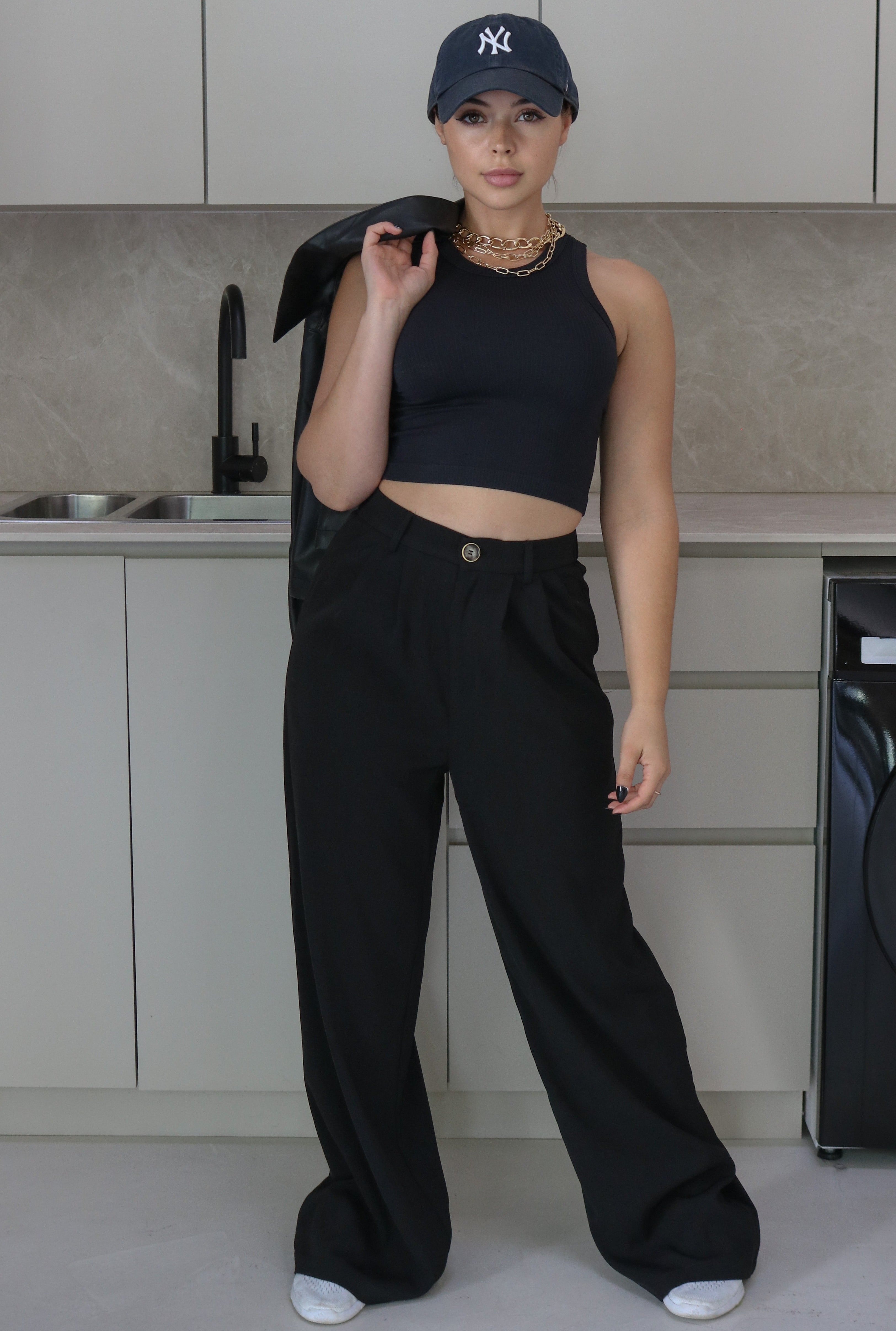 Classic High Waisted Trousers in Black, Scarlette The Label, an online fashion boutique for women.